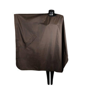 Waterproof Dark Brown Nylon Hair Cape | Adjustable Neck Closure & Storage Pockets