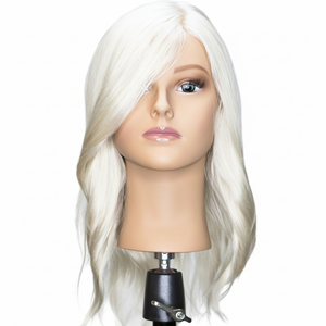 Bianca Platinum Blonde 100% Human Hair Mannequin for color deposit - 17 inch hair