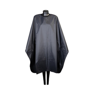 Waterproof Black Nylon Hair Cape | Adjustable Neck Closure & Storage Pockets