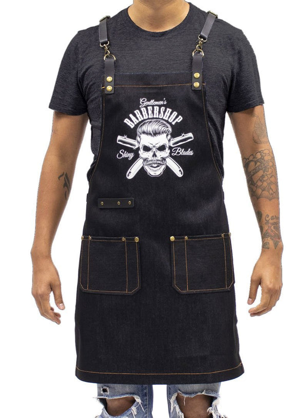 Premium Unisex Barber Hair Stylist online Brown Jean Apron with Pockets - Advantage