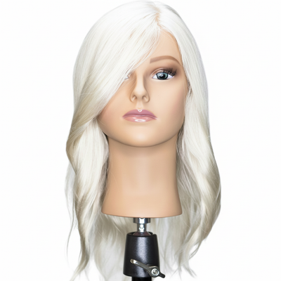 Bianca Platinum Blonde 100% Human Hair Mannequin for color deposit - 17 inch hair