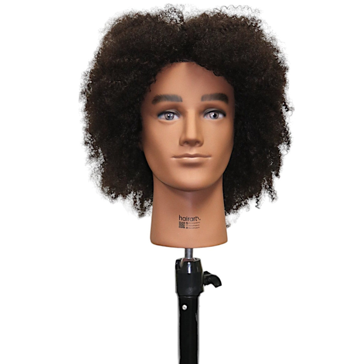 "Carter" Male texture Human Hair Lesson Head 6-8" Length Afro, Medium Brown- for fades and braiding practice