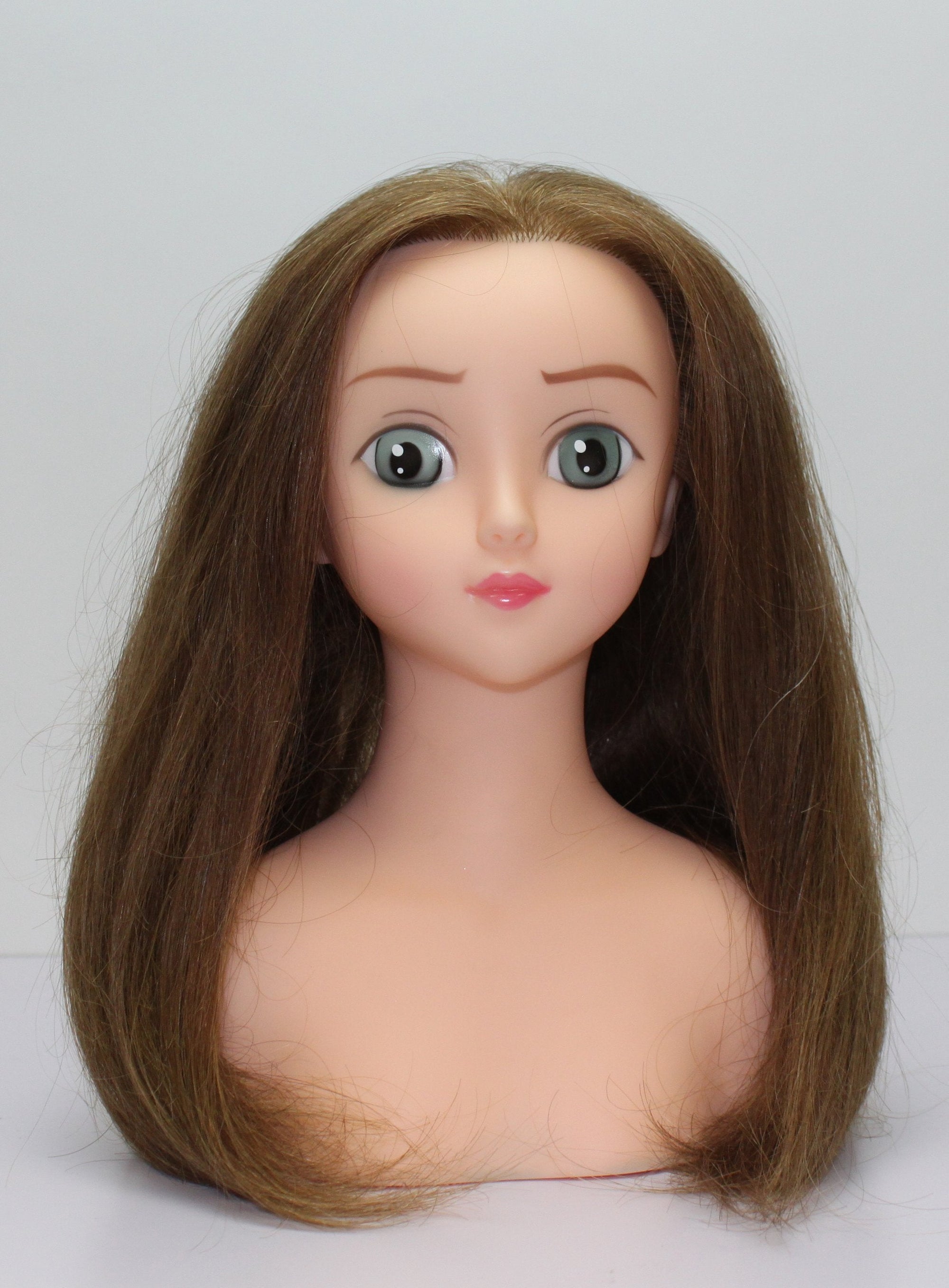 JUJU Human Hair Anime Doll Head Miniquin [HairArt Reika Mini Mannequin Styling Collection] HairArt Int'l Inc.