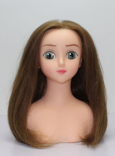 JUJU Human Hair Anime Doll Head Miniquin [HairArt Reika Mini Mannequin Styling Collection] HairArt Int'l Inc.