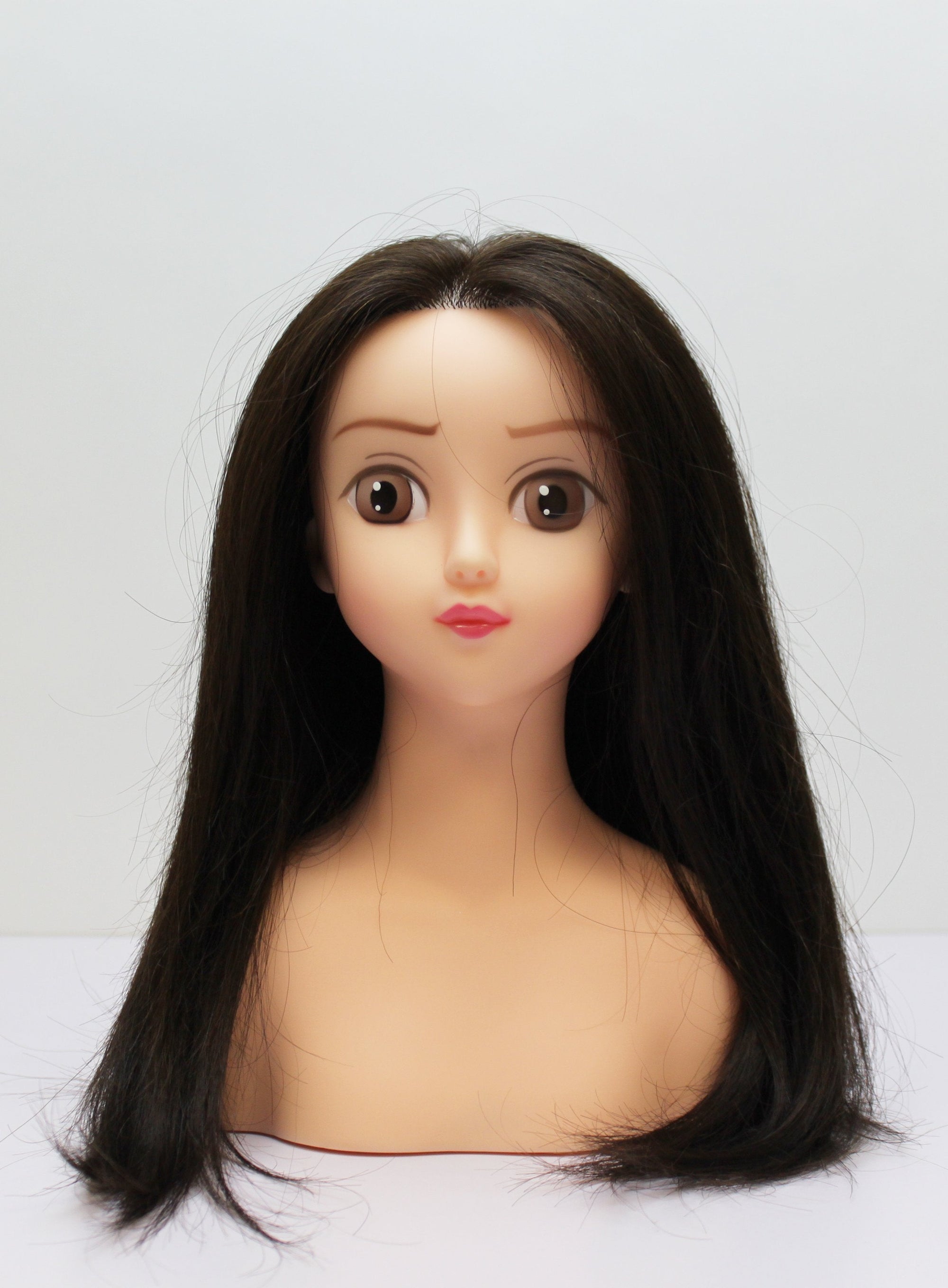 YUNA Human Hair Anime Doll Head Miniquin [HairArt Reika Mini Mannequin Styling Collection] HairArt Int'l Inc.